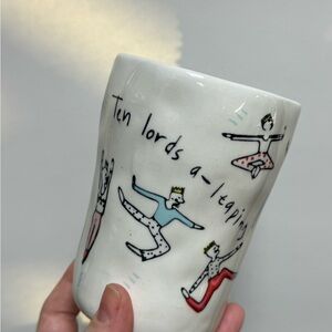“Ten Lords a-Leaping” Ceramic Christmas Mug with Dancing Figures